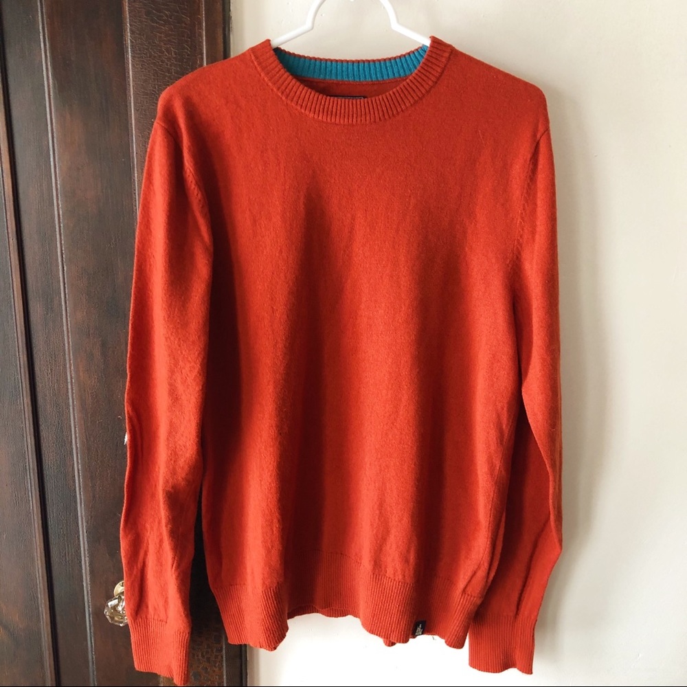 North Face Men’s Crew Neck Orange Sweater, Small